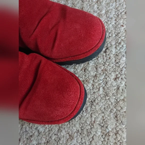Fly London Shoes Yip Red Suede Wedge Heel Ankle Boots Size EU 37 US 6.5